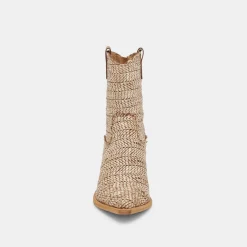 TEXIN BOOTIES BROWN MULTI RAFFIA