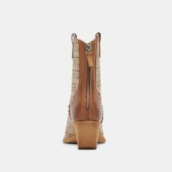 TEXIN BOOTIES BROWN MULTI RAFFIA