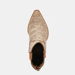 TEXIN BOOTIES BROWN MULTI RAFFIA