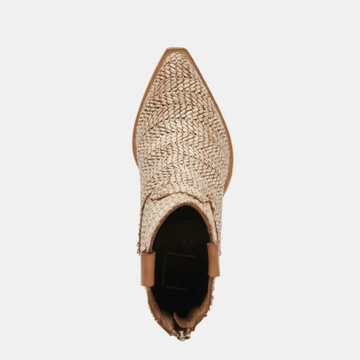 TEXIN BOOTIES BROWN MULTI RAFFIA