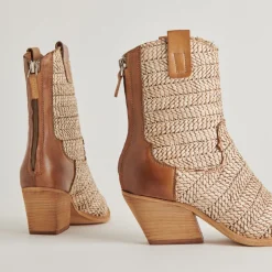 TEXIN BOOTIES BROWN MULTI RAFFIA