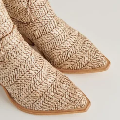 TEXIN BOOTIES BROWN MULTI RAFFIA