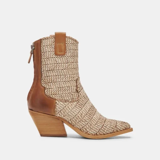 TEXIN BOOTIES BROWN MULTI RAFFIA