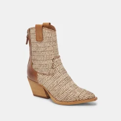 TEXIN BOOTIES BROWN MULTI RAFFIA
