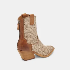 TEXIN BOOTIES BROWN MULTI RAFFIA