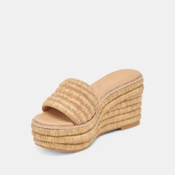 THRONE WEDGES LT NATURAL RAFFIA