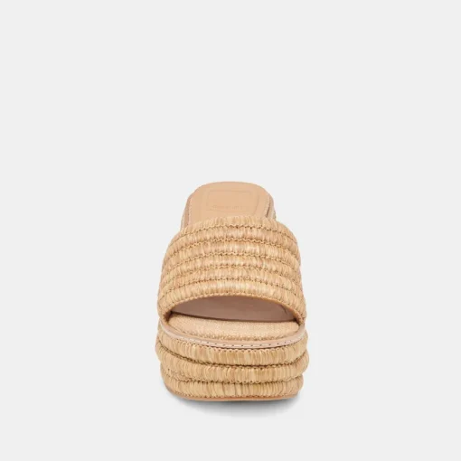 THRONE WEDGES LT NATURAL RAFFIA