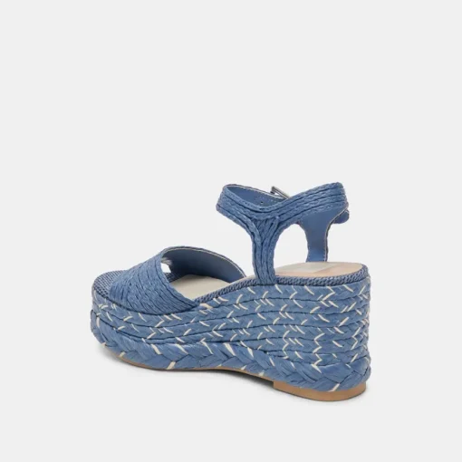 TIAGO WEDGES BLUE RAFFIA
