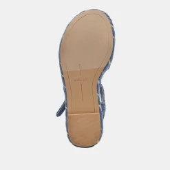 TIAGO WEDGES BLUE RAFFIA