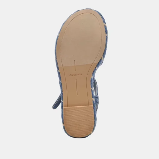 TIAGO WEDGES BLUE RAFFIA