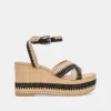 TULANE WEDGES BLACK NATURAL RAFFIA