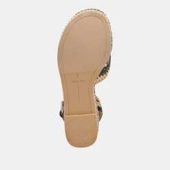TULANE WEDGES BLACK NATURAL RAFFIA