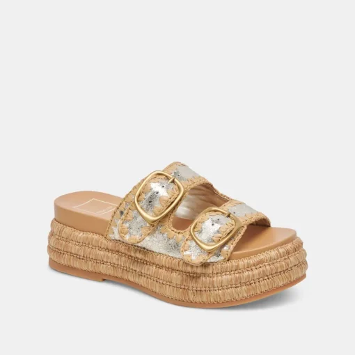 WANIKA SANDALS PLATINUM CRACKLED LEATHER
