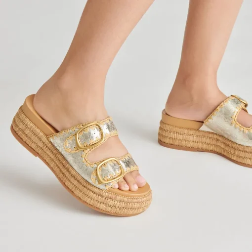 WANIKA SANDALS PLATINUM CRACKLED LEATHER