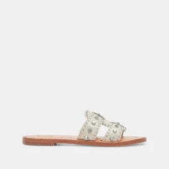 WESLA STUD SANDALS IVORY CRINKLE PATENT