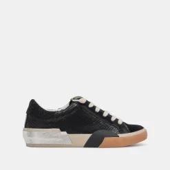 ZINA WIDE SNEAKERS ONYX EMBOSSED LEATHER