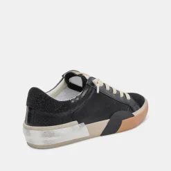 ZINA WIDE SNEAKERS ONYX EMBOSSED LEATHER