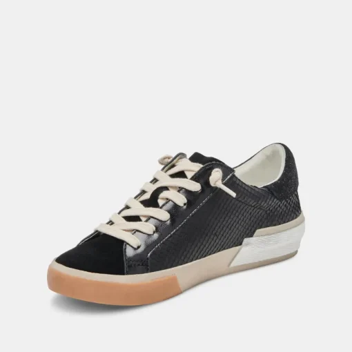 ZINA WIDE SNEAKERS ONYX EMBOSSED LEATHER