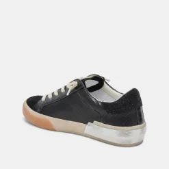 ZINA WIDE SNEAKERS ONYX EMBOSSED LEATHER