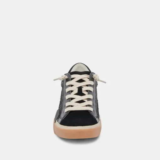 ZINA WIDE SNEAKERS ONYX EMBOSSED LEATHER