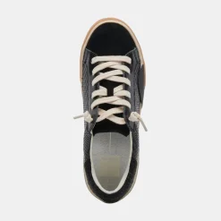 ZINA WIDE SNEAKERS ONYX EMBOSSED LEATHER
