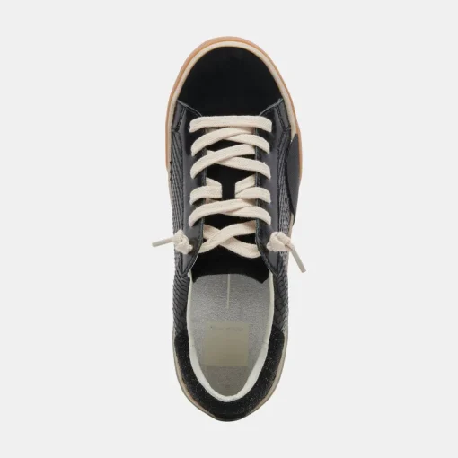 ZINA WIDE SNEAKERS ONYX EMBOSSED LEATHER